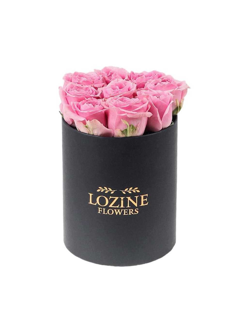 Yuvarlak Siyah Kutuda Pembe Gül