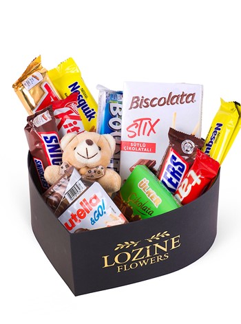 Siyah Kalp Kutuda Çikolata Kutusu